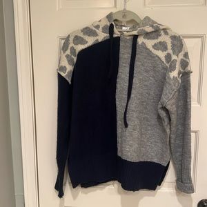 Navy grey sweater with hoodie